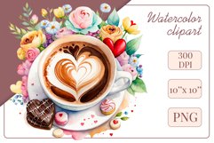 Explore stunning watercolor coffee cup art featuring delicate hearts, ideal for romantic occasions like weddings or heartfelt greetings. Perfect for adding warmth to cafe decor or crafting cozy designs. Find inspiration with our romantic coffee cliparts.