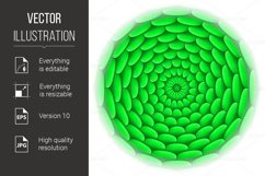 Circle with roof tile pattern in green. Product Image 1