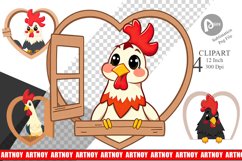 Clipart Heart Rooster Product Image 1