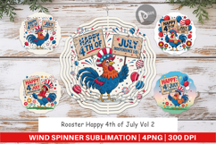 Wind Spinner Happy 4th of July Rooster Product Image 1
