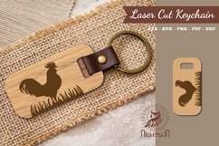 Rooster Laser Cut Keychain SVG Product Image 1