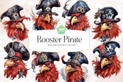 Rooster Pirate Watercolor Sublimation Clipart Product Image 1