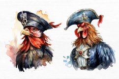 Rooster Pirate Watercolor Sublimation clipart Product Image 5