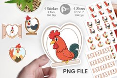 Sticker Heart Rooster Product Image 1