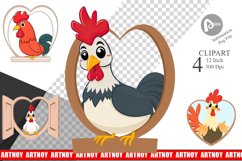Clipart Heart Rooster Product Image 1