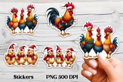 Christmas rooster stickers | Farm animal sticker printable Product Image 1
