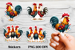 Christmas rooster stickers | Farm animal sticker printable Product Image 1