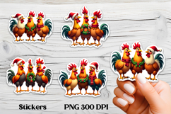 Christmas rooster stickers | Farm animal sticker printable Product Image 1