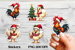 Christmas rooster stickers | Farm animal sticker printable Product Image 1