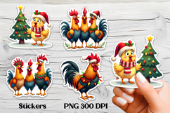Christmas rooster stickers | Farm animal sticker printable Product Image 1