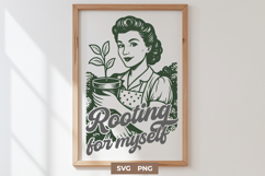 Rooting for Myself SVG Positive Gardening Quote Retro Woman Product Image 1