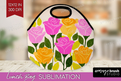 Rose Modern Floral Lunch Bag Sping Flower Lunch Bug PNG Product Image 1