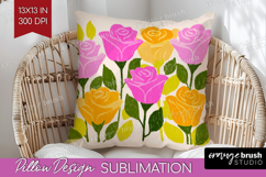 Rose Modern Floral Pillow Sublimation Sping Flower Pillow Product Image 1