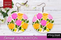Rose Modern Floral Round Earrings Sping Flower PNG Product Image 1