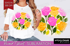 Rose Modern Floral Round Tshirt Background Sping Flower PNG Product Image 1