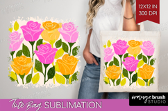 Rose Modern Floral Tote Bag Sping Flower Tote Bag PNG Product Image 1