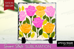 Rose Modern Floral Slate PNG Sping Flower Square Slate Product Image 1