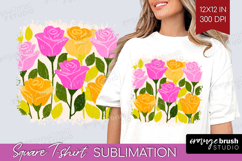 Rose Modern Floral Square Tshirt Background Sping Flower PNG Product Image 1