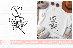 Rose Flower Outline SVG Element For Valentines Day Clipart Product Image 1