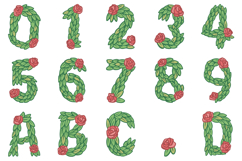 Rose and Leaf Floral Alphabet Lettering Font ABC PNG Type Product Image 2