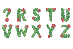 Rose and Leaf Floral Alphabet Lettering Font ABC PNG Type Product Image 4