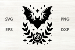 Bat with Rose Branch SVG Product Image 1