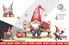 Rose Bouquet Gnome Clipart Product Image 1