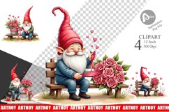 Rose Bouquet Gnome Clipart Product Image 1