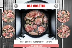 Car Coaster Rose Watercolor Texture Product Image 1