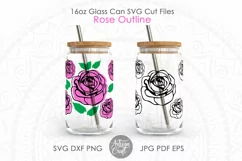 glass can wrap svg showing roses out lines 