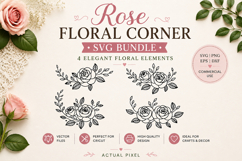 4 Rose Floral Corner SVG PNG Product Image 1