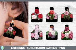 Bundle of six Rose cattle ear cow tag earrings sublimation designs.
