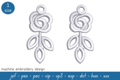Freestanding Rose Earrings Embroidery Design Product Image 2