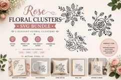3 Rose Floral Clusters SVG PNG Product Image 1