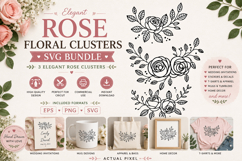 3 Rose Floral Clusters SVG PNG Product Image 1
