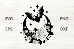 Rose bouquet crescent and bat and Stars SVG Product Image 1