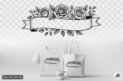Rose Floral Ribbon Banner SVG PNG Product Image 1
