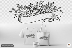 Rose Floral Ribbon Banner SVG PNG Bundle Product Image 3