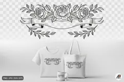 Rose Floral Ribbon Banner SVG PNG Product Image 1