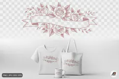 Rose Floral Ribbon Banner SVG PNG Product Image 1
