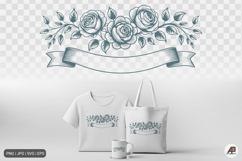 Rose Floral Ribbon Banner SVG PNG Product Image 1