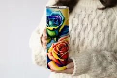 Rainbow rose tumbler wrap bundle, rainbow rose sublimation tumbler wrap 20 Oz, flower tumbler sublimation, summer tumbler design.