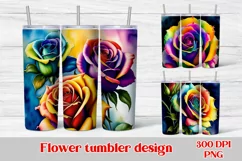 Rainbow rose tumbler wrap bundle, rainbow rose sublimation tumbler wrap 20 Oz, flower tumbler sublimation, summer tumbler design.