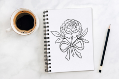 Rose Flowers and Bow Floral Illustration Clipart PNG Product Image 3