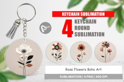 Keychain Rose Flowers Boho Art Product Image 1