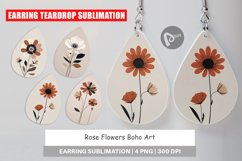 Earring Teardrop Rose Flowers Boho Art Product Image 1