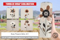 Tumbler Sublimation Wrap Rose Flowers Boho Art Product Image 1