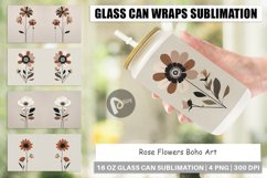 Glass Can Wraps Rose Flowers Boho Art Product Image 1