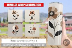 Tumbler Sublimation Wrap Rose Flowers Boho Art Product Image 1