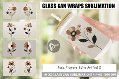 Glass Can Wraps Rose Flowers Boho Art Product Image 1